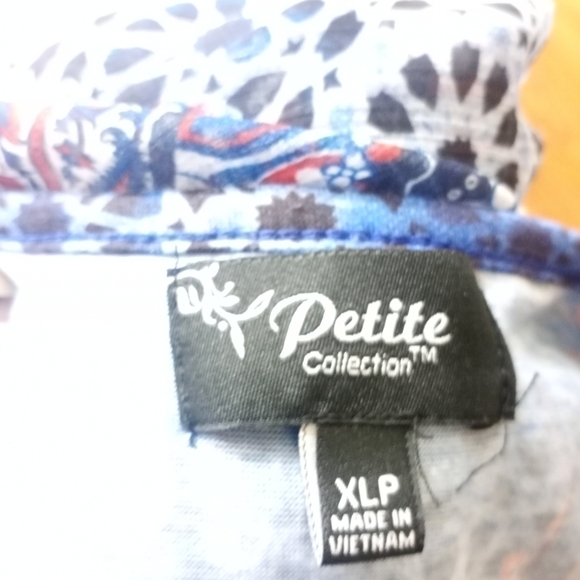 Petite Collection Tank Top w Scarve Overlay Red and Blue Sequins 4th of July - Picture 7 of 7